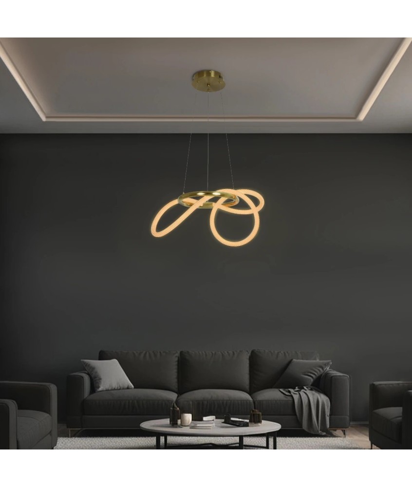 kelvo® GLOW KLV-101-0161 Κρεμαστό Φωτιστικό Οροφής LED 30W 3000lm 360° AC 220-240V IP20 Ρυθμιζόμενο Λευκό CCT με Χειριστήριο από 2700K έως 6000K Dimmable - Lumileds SMD Chip - Χρυσό Πλατίνα - Μ40 x Π40 x Υ30cm - 3 Χρόνια Εγγύηση